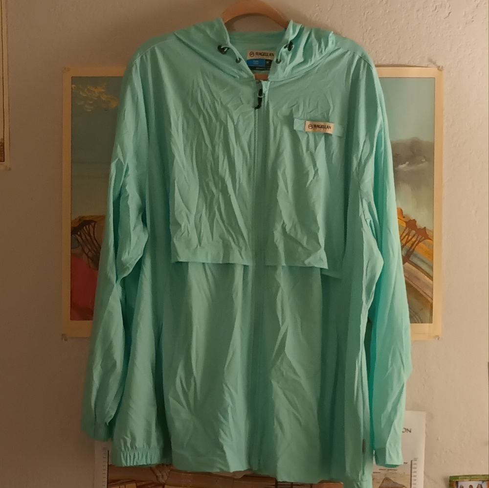 Magellan Outdoors Fish Gear Relaxed Fit Aqua Green Rain  Coat 3X